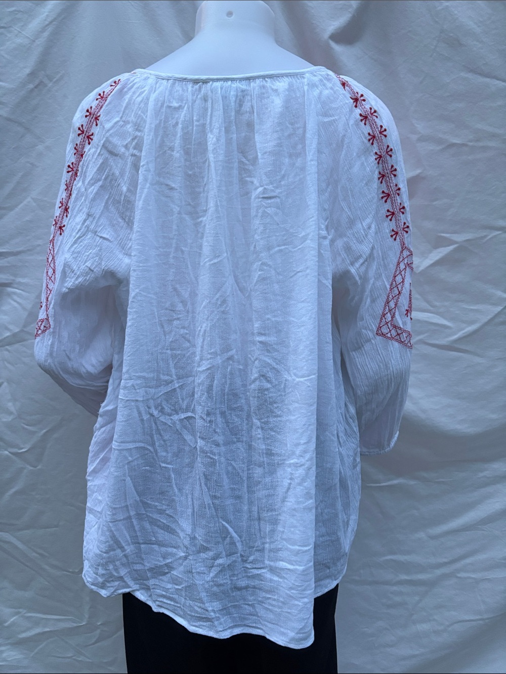 J. Jill White Peasant Tunic with Red Embroidery - Picture 13 of 14